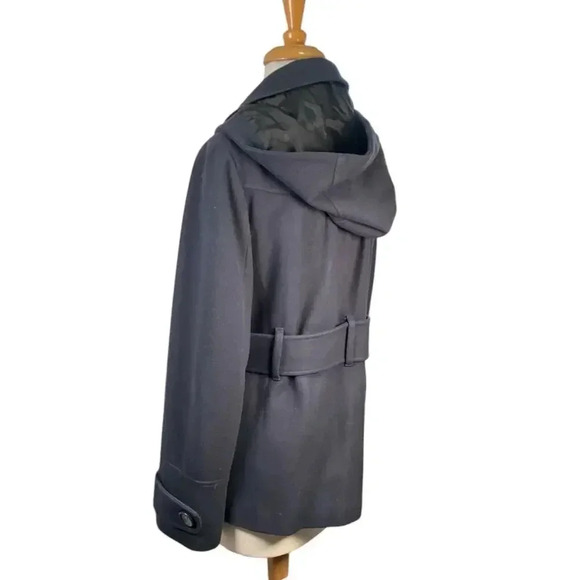 ANN TAYLOR Loft PeaCoat Size 10 Navy Blue Virgin Wool Blend Great Condition - Picture 3 of 16